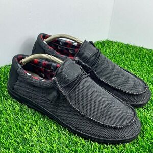 Hey Dude Men's Wally Sox Knit Casual Shoes Jet Black Comfort Loafers Sz 12M